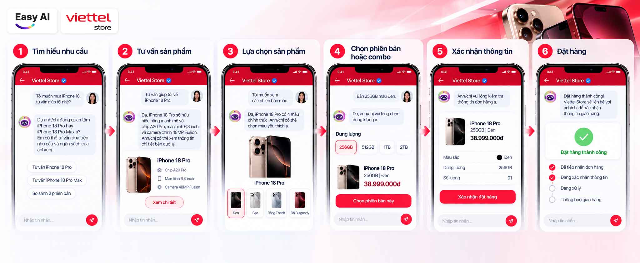 AI hỗ trợ quy trình liền mạch, từ tư vấn đến chốt đơn ngay trên chat