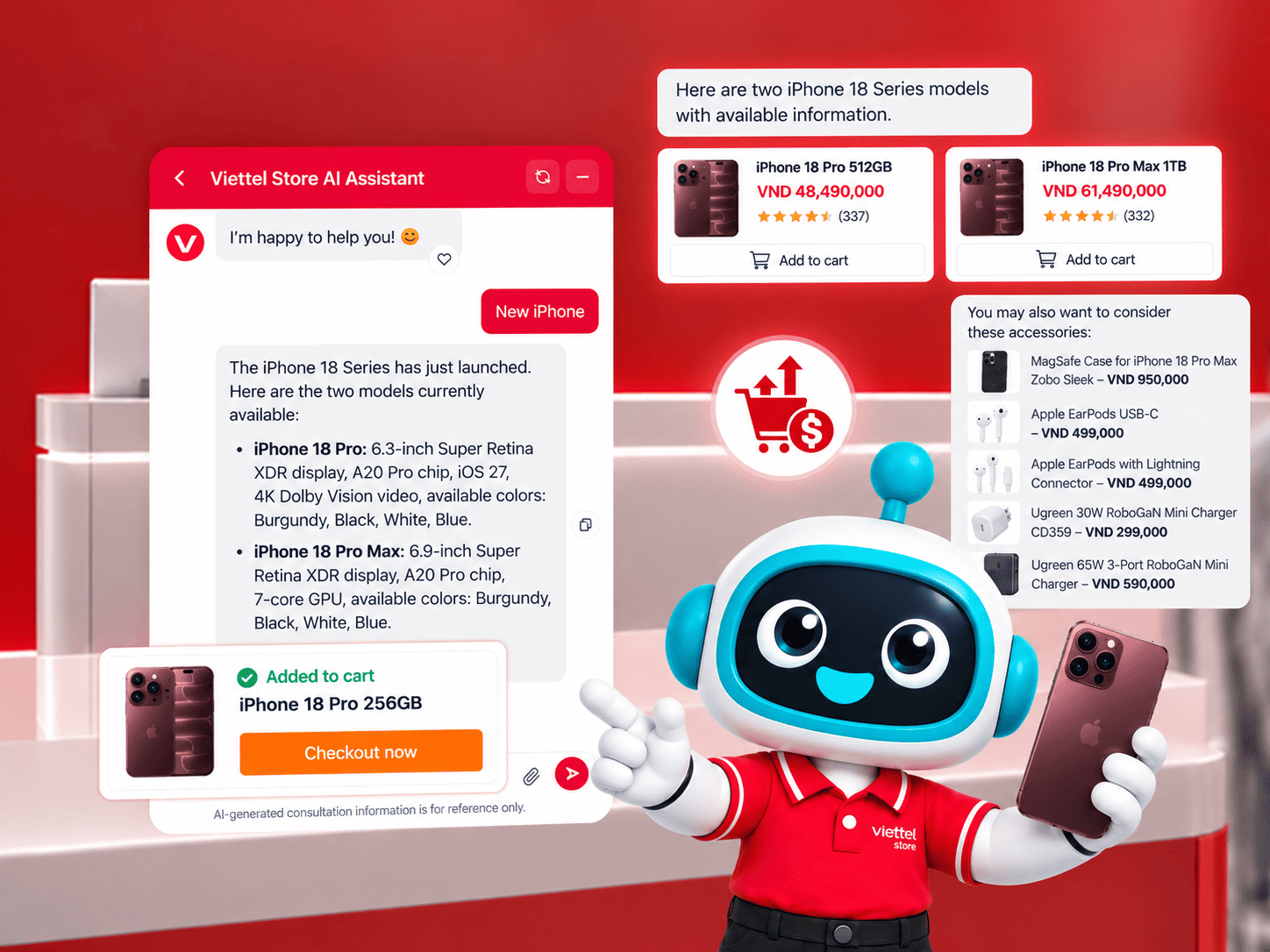 AI analyzes customer needs, behavioral signals, and shopping context to recommend relevant products, creating opportunities to increase average order value.