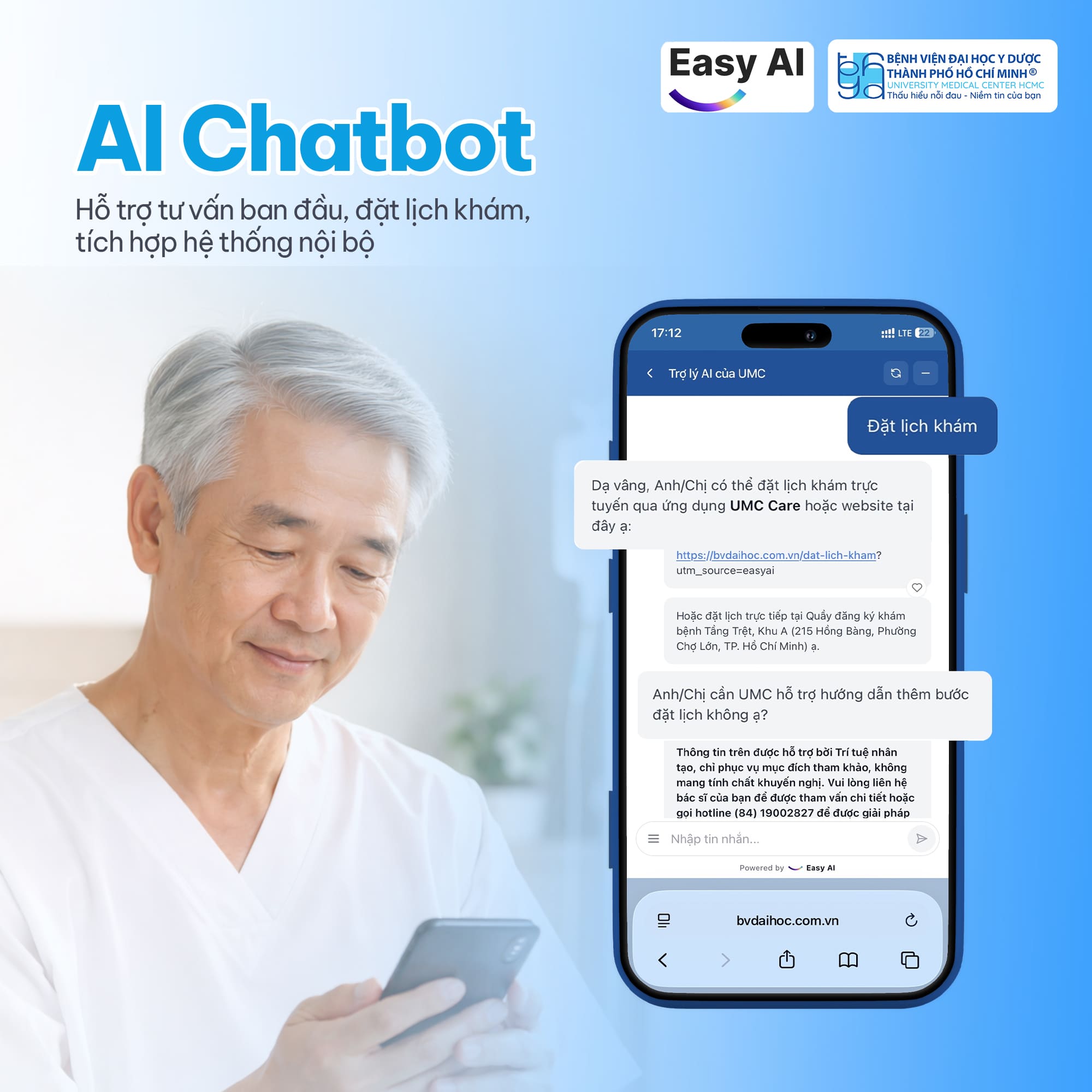 Bệnh viện Đại học Y Dược TP.HCM (UMC) ứng dụng AI Chatbot kiểm soát hành vi số và tối ưu tra cứu thông tin y tế