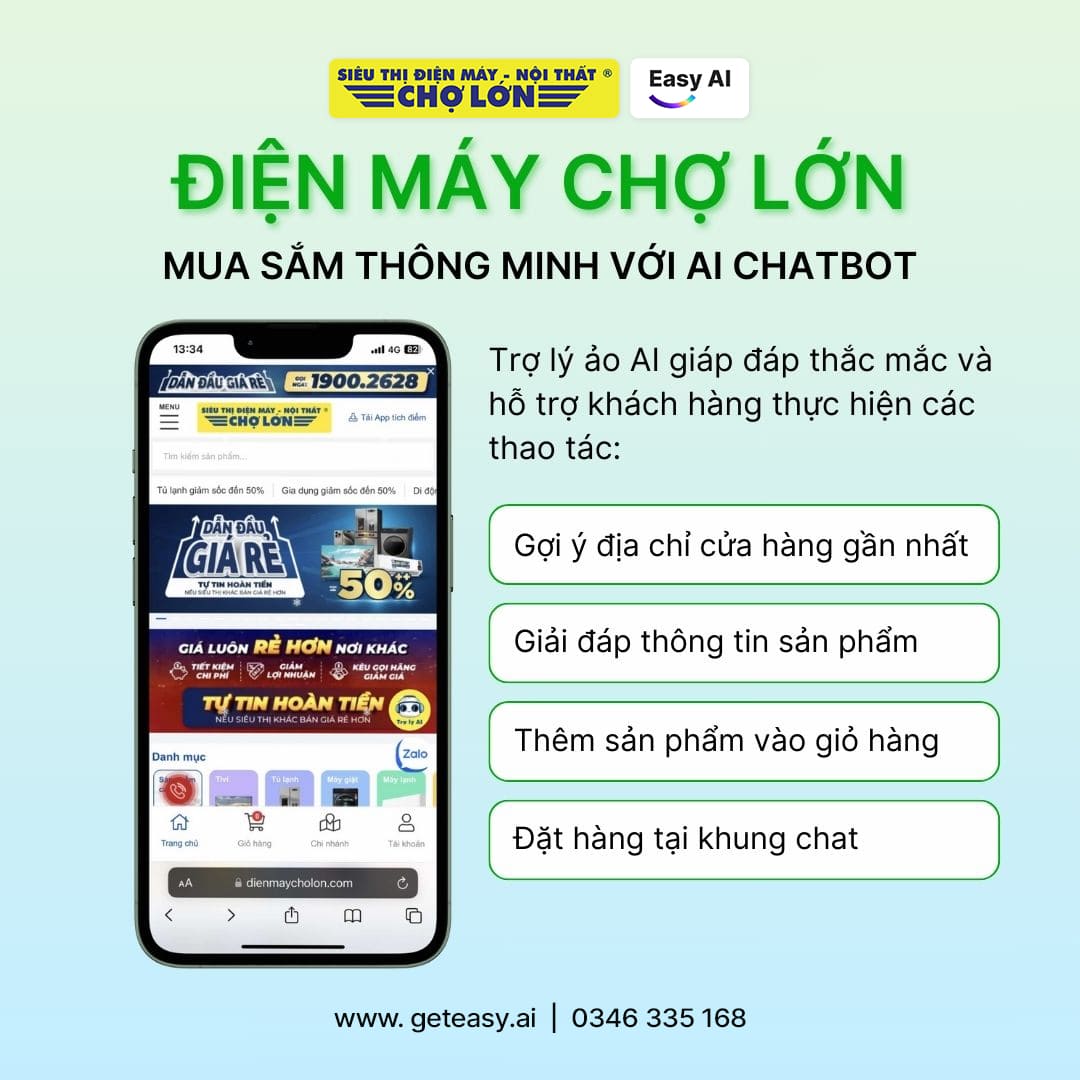 Mua sắm thông minh hơn với AI Chatbot Điện máy Chợ Lớn