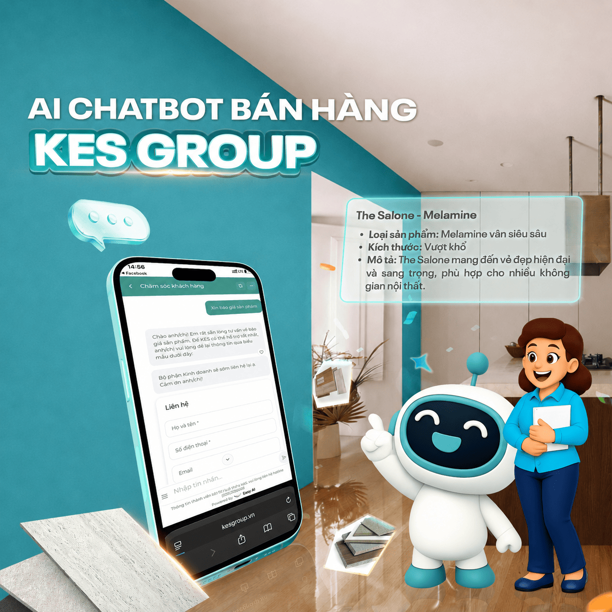 AI Chatbot KES Group gi&uacute;p tư vấn cho kh&aacute;ch h&agrave;ng danh mục hơn 600 m&atilde; m&agrave;u nhanh v&agrave; ch&iacute;nh x&aacute;c