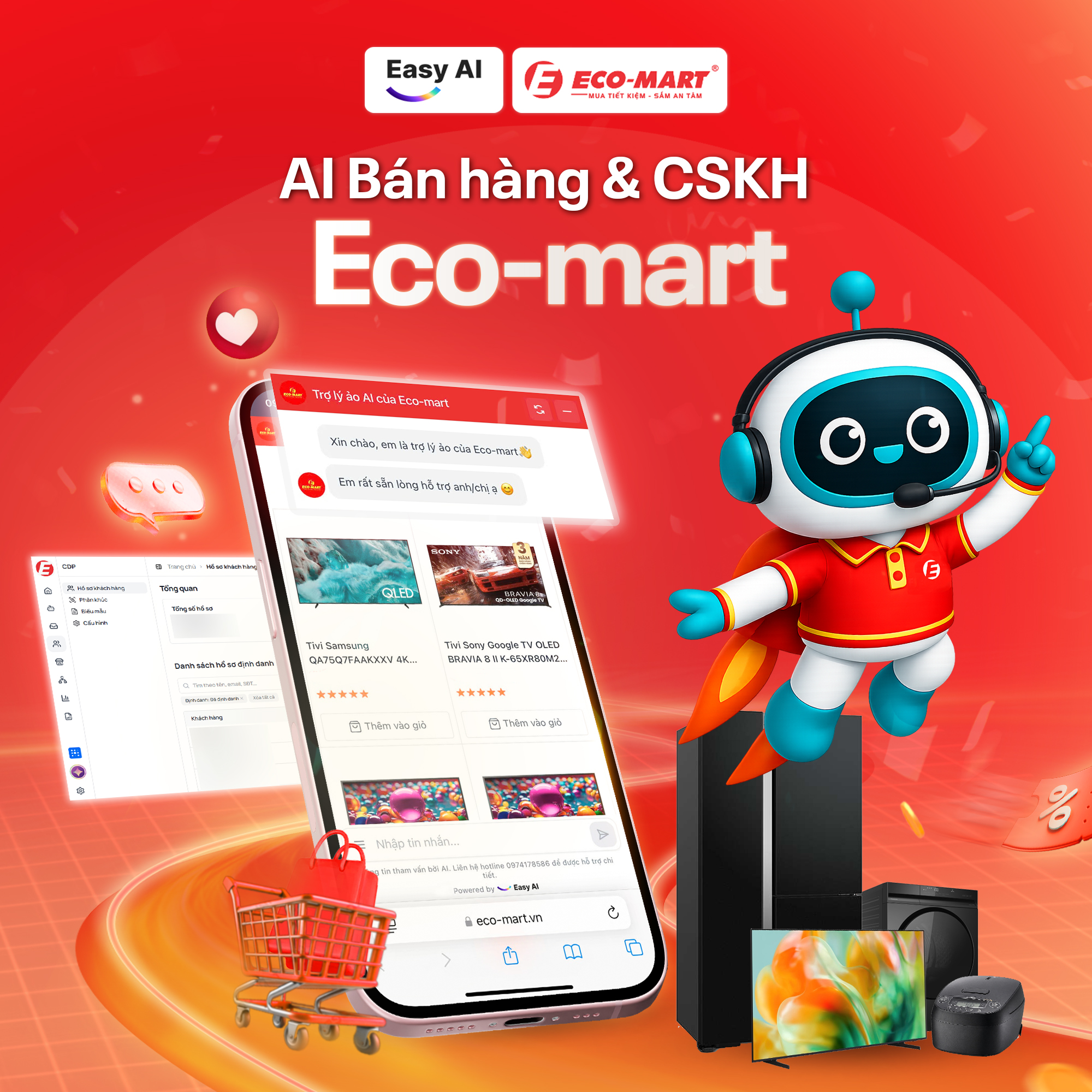 AI Chatbot Điện M&aacute;y Eco-mart: Hợp k&ecirc;nh, tư vấn mượt m&agrave;