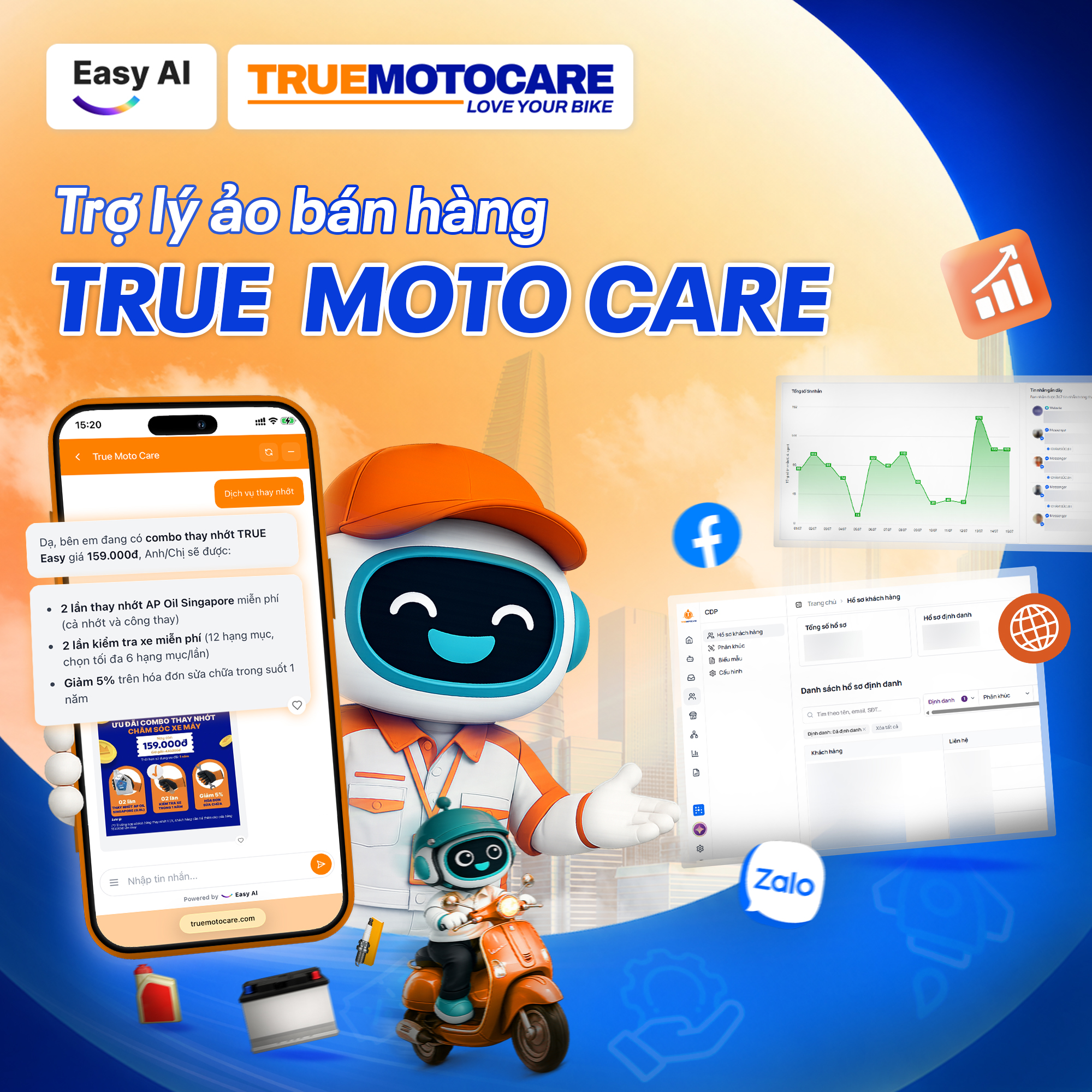 Trợ l&yacute; ảo b&aacute;n h&agrave;ng True Moto Care - Hiểu kh&aacute;ch, tư vấn mượt m&agrave; 24/7