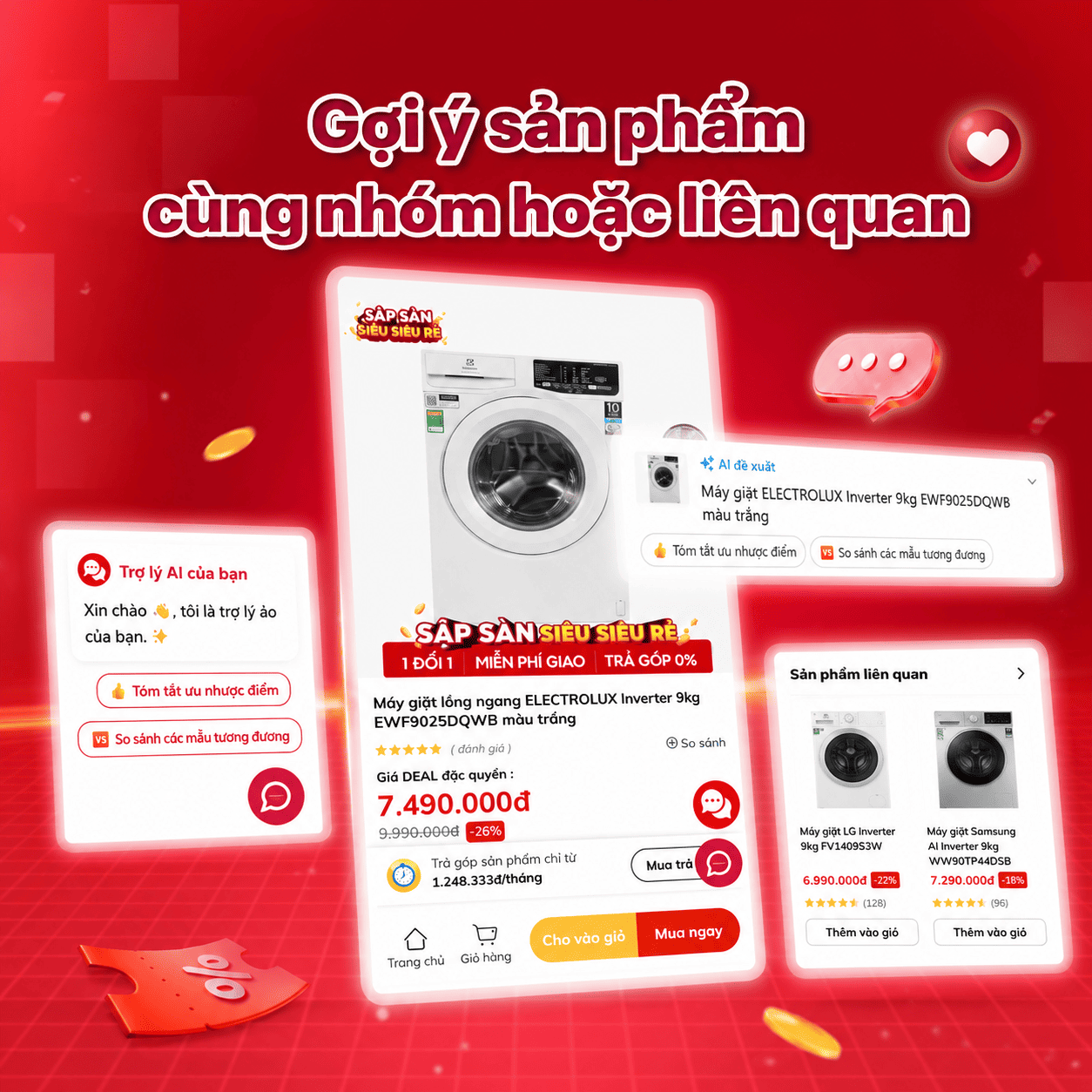 Trang danh mục sẽ hiển thị c&aacute;c gợi &yacute; li&ecirc;n quan theo từng nh&oacute;m sản phẩm tương ứng